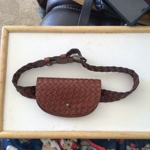 Leather braided belt purse.
